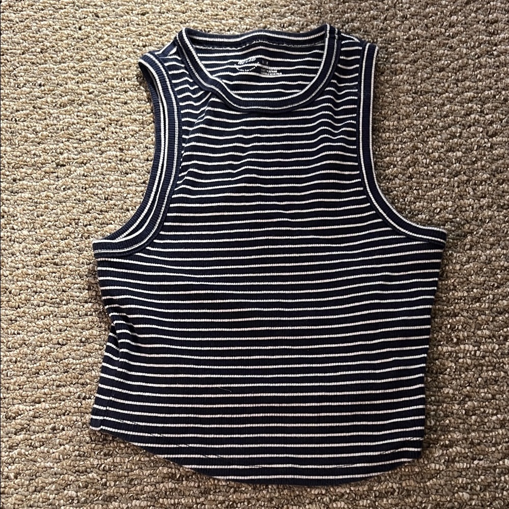 Aerie Navy and White Striped Tank Top